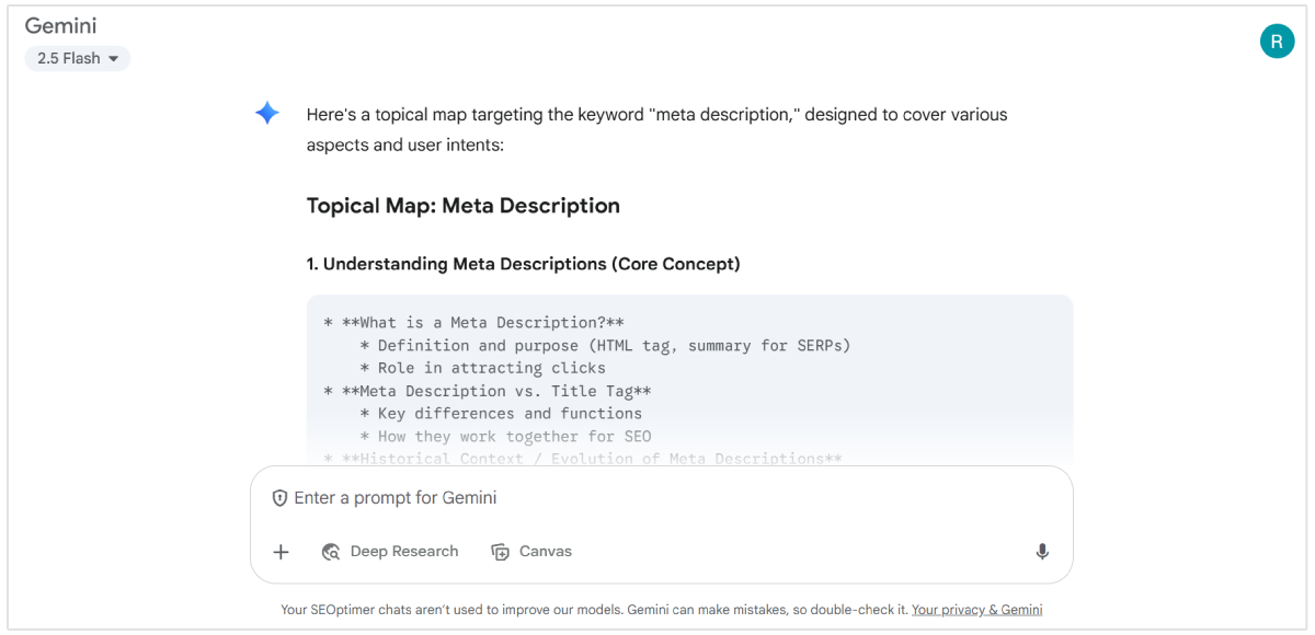 Résultats de la carte thématique Gemini